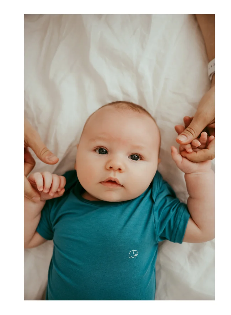 أنفي بيبي Organic Bamboo Spandex Bodysuit- Blue 0 to 3 months