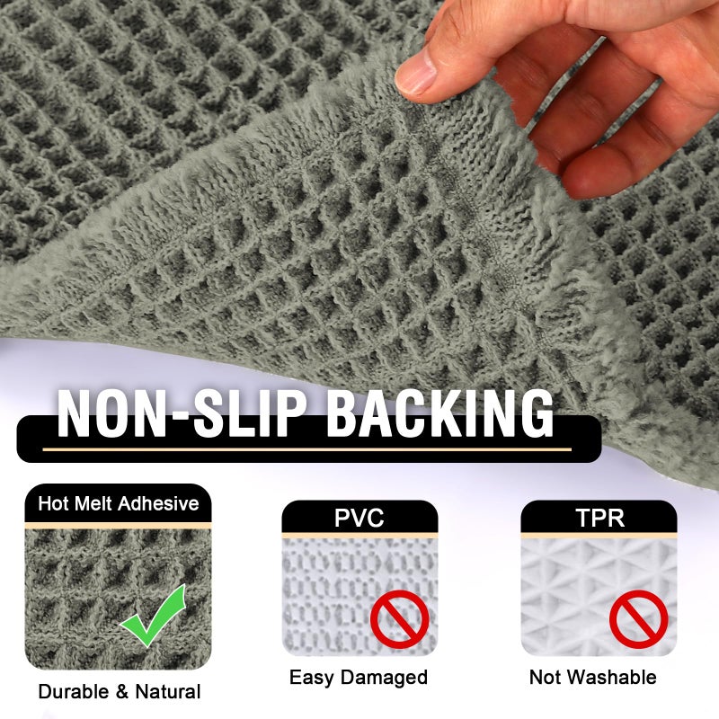 H.VERSAILTEX Waffle Bath Mat Super Absorbent Bathroom Mats Non Slip Bath Rugs for Bathroom Floor Machine Washable Ultra Soft Bathroom Rugs for Beside Tub  (32 x 20 Plus 24 x 17 - Inches  Smokey Olive) - Image 5
