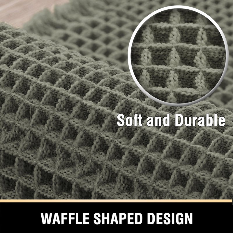 H.VERSAILTEX Waffle Bath Mat Super Absorbent Bathroom Mats Non Slip Bath Rugs for Bathroom Floor Machine Washable Ultra Soft Bathroom Rugs for Beside Tub  (32 x 20 Plus 24 x 17 - Inches  Smokey Olive) - Image 3