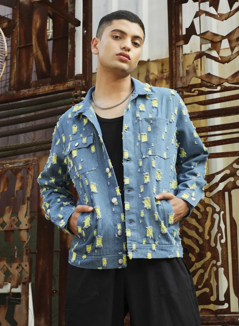 كامبوس سوترا سترة جينز زرقاء ثقيلة للرجال