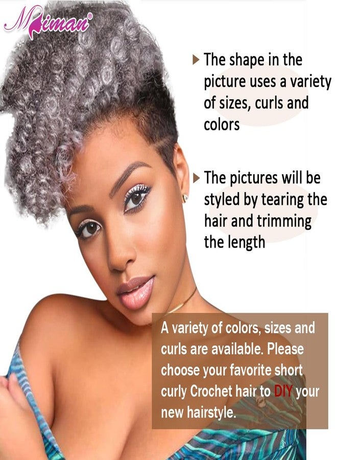 ميمان مجموعة ميمان من 3 قطع من شعر الكروشيه الرمادي القصير المجعد بطول 10 بوصات للنساء ذوات البشرة السمراء، وصلات شعر كروشيه رمادية 12 مم، وصلات شعر صناعية لتضفير الشعر للنساء، تسريحة شعر موهوك أفرو مضفرة يمكنكِ صنعها بنفسك (أسود طبيعي مختلط بالرمادي). - Image 2