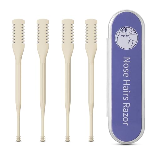 BEZOX Manual Nose Hair Trimmer Pack of 4 Rotating Nasal Hair Razor Cutter with Ear Picker for Women and Men Portable Nostril Hair Remover Tools - Image 1