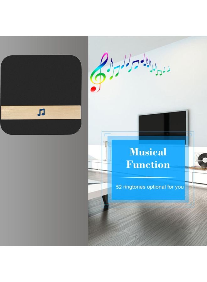 LED 4 Level Volume Wireless Doorbell Chime With 52 Ringtones Black 9.8 x 7 x 9.5cm - Image 4