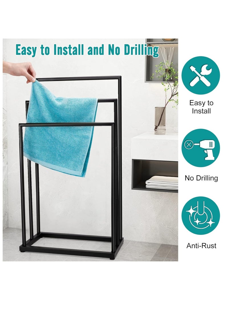 Generic 3-Tier Freestanding Towel Rack, Stainless Steel Bathroom Towel Holder – Space-Saving Drying Stand for Bath Towels, Bedroom, Pool, or Spa  - Image 3
