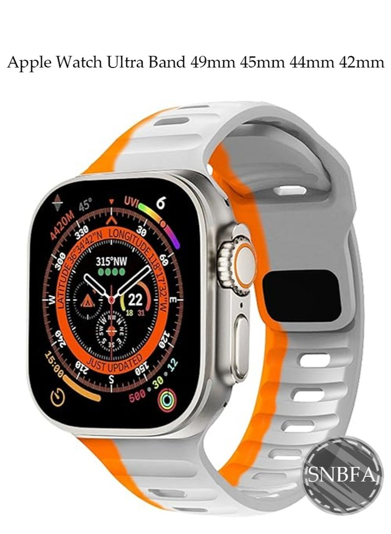 سيليكون مرنة للماء ووتش حزام متوافق مع أبل ووتش ULTRA 49mm 45mm 44mm 42mm ، ومناسبة ل iWatch سلسلة 9 8 7 ULTRA للرجال والنساء ووتش الرياضة حزام - Image 1