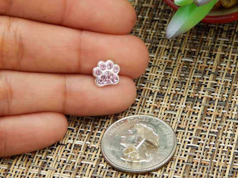 ICYROSE 925 Sterling Silver Paw Print Stud Earrings (Choose Your Style) (Nickel Free) - Image 2