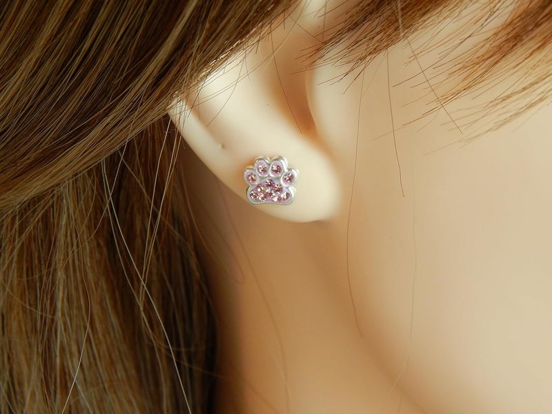 ICYROSE 925 Sterling Silver Paw Print Stud Earrings (Choose Your Style) (Nickel Free) - Image 3