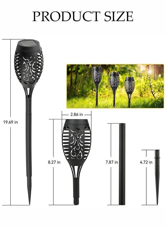 DUNISO 4 Pcs Solar Outdoor Lights，Solar Torch Light with Flickering Flame for Garden Decor，LED Plastic Landscape Lights, Waterproof，Suitable for Courtyards, Parks, Gardens, Lawns, Black  - Image 2