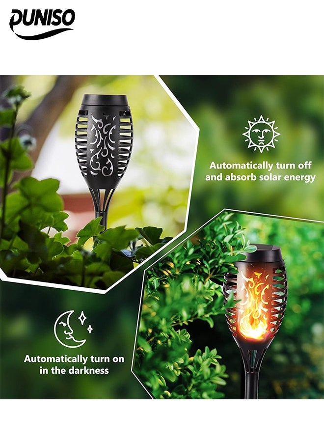 DUNISO 4 Pcs Solar Outdoor Lights，Solar Torch Light with Flickering Flame for Garden Decor，LED Plastic Landscape Lights, Waterproof，Suitable for Courtyards, Parks, Gardens, Lawns, Black  - Image 4