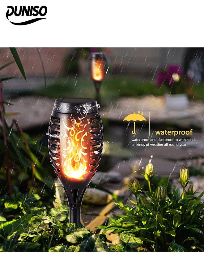 DUNISO 4 Pcs Solar Outdoor Lights，Solar Torch Light with Flickering Flame for Garden Decor，LED Plastic Landscape Lights, Waterproof，Suitable for Courtyards, Parks, Gardens, Lawns, Black  - Image 3