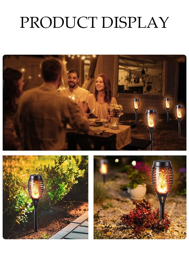 DUNISO 4 Pcs Solar Outdoor Lights，Solar Torch Light with Flickering Flame for Garden Decor，LED Plastic Landscape Lights, Waterproof，Suitable for Courtyards, Parks, Gardens, Lawns, Black  - Image 5