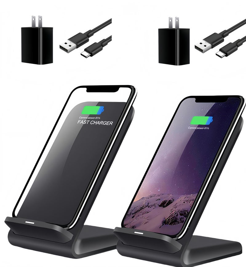 Cesbiomo 2 Pack Wireless Charging Stand, 20W Fast Charging Stand with QC3.0 Adapter for Samsung Galaxy S25/S25+/S25 Ultra/S24/S23/S22/S21/Note, for iPhone 17 Air Pro Max/16/15/14/13/12/11 Series, and More. - Image 1