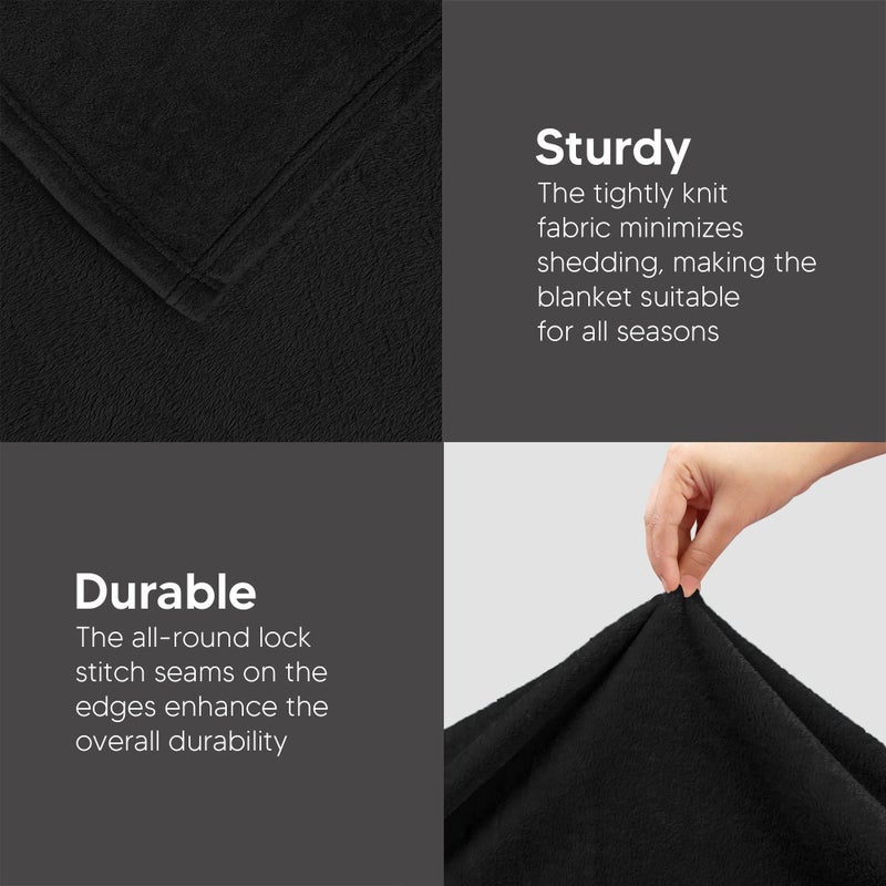 Utopia Bedding Fleece Blanket Throw Size Black 300 GSM Luxury Anti-Static Fuzzy Soft Microfiber Blanket for Couch, Sofa and Bed (60x50 Inch) - Image 5