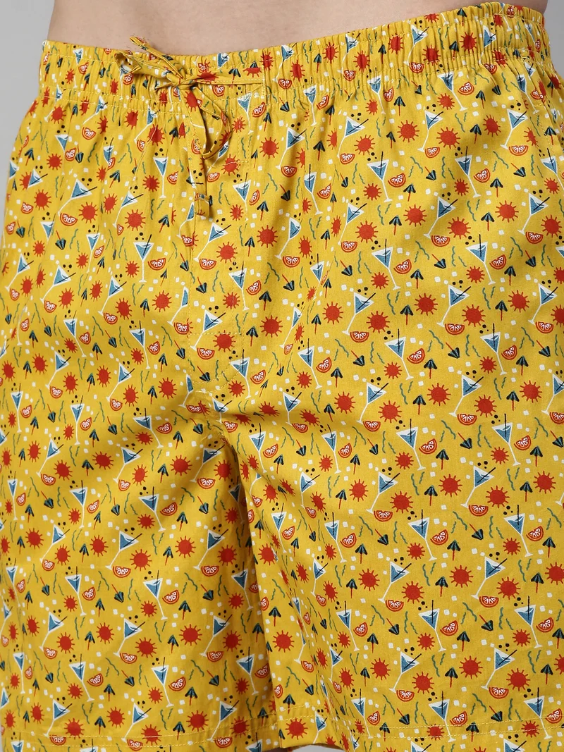 Joven Mustard Men's Light Blue Printed Co-Ords Set for Summer for Men | Best Price UAE