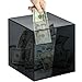 Vcertcpl Acrylic Clear Piggy Bank Money Saving Box for Cash Saving Unopenable Adults Piggy Bank for Real Money Bank Coin Bank Change Jar Gray 12x12CM - Image 3