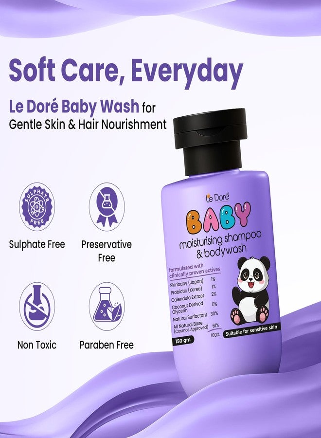 Le Dore Baby Shampoo & Body Wash + Daily Moisturising Lotion Combo | Gentle, Tear-Free, Hypoallergenic | Sulfate & Paraben-Free | 150g Each - Image 5