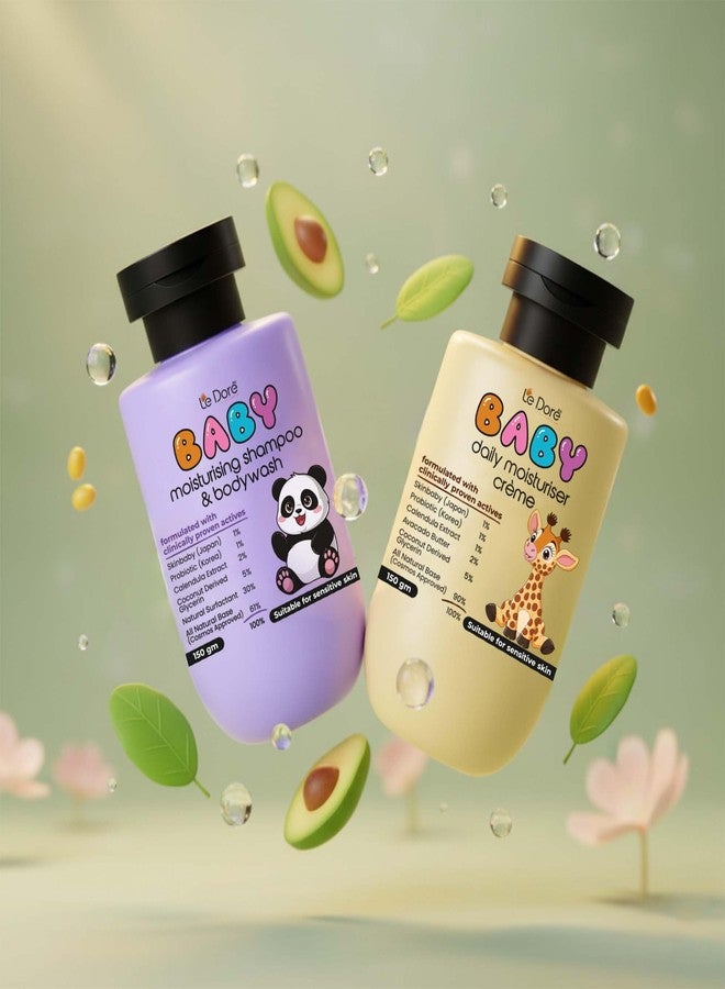Le Dore Baby Shampoo & Body Wash + Daily Moisturising Lotion Combo | Gentle, Tear-Free, Hypoallergenic | Sulfate & Paraben-Free | 150g Each - Image 1