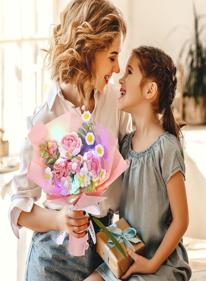 چوينت باقة زهور كروشيه من جونتي، هدية مثالية لعيد الأم، مصنوعة يدويًا بالكامل، مزينة بإضاءة LED، باقة من زهور التوليب وعباد الشمس، هدية رائعة لعيد الأم، عيد الميلاد، التخرج، الزفاف، أو حتى كهدية منزلية. - Image 2