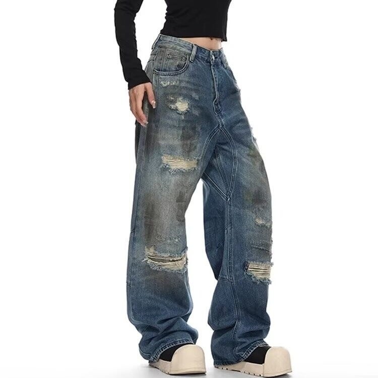 Unisex Classic Denim Jeans Loose Fit Daily Outdoor Wear - Image 1