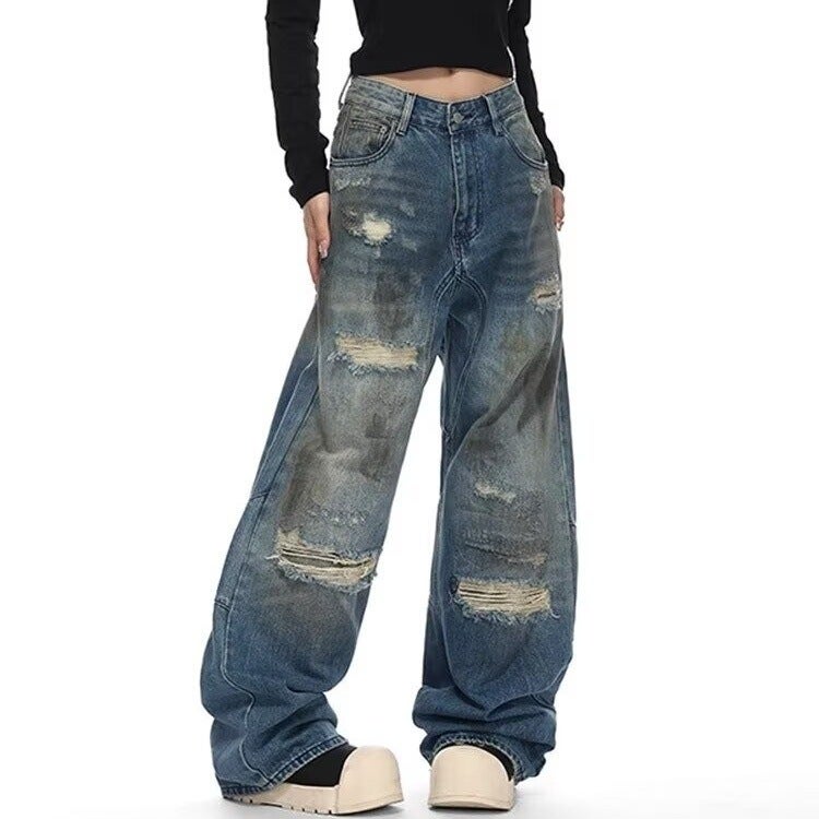 Unisex Classic Denim Jeans Loose Fit Daily Outdoor Wear - Image 3