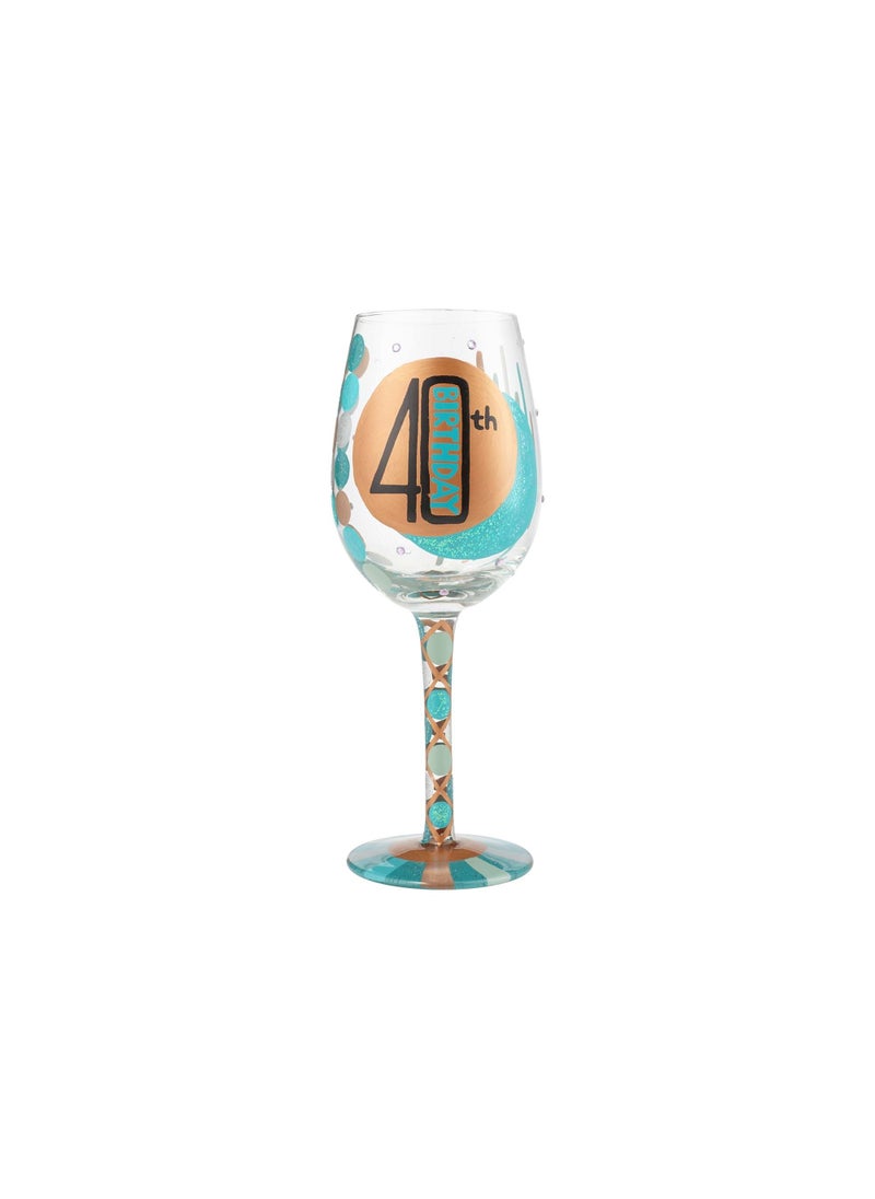 Enesco Designs by Lolita 40Th Birthday HandPainted Artisan Wine Glass 15 oz  - Image 1