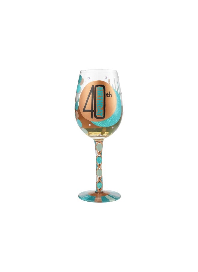 Enesco Designs by Lolita 40Th Birthday HandPainted Artisan Wine Glass 15 oz  - Image 4