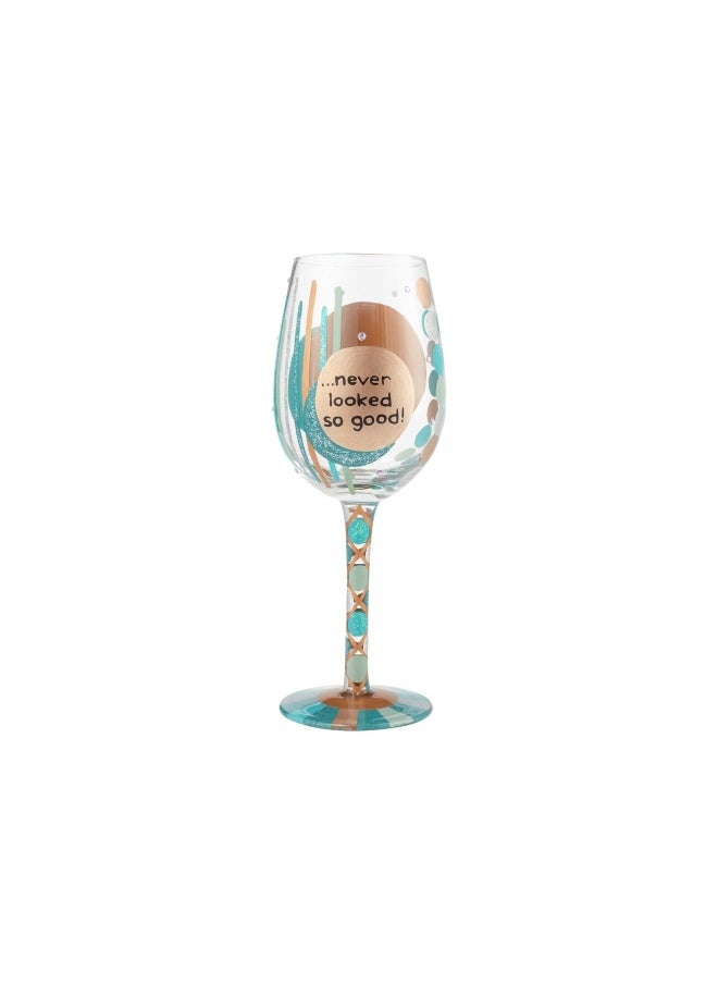Enesco Designs by Lolita 40Th Birthday HandPainted Artisan Wine Glass 15 oz  - Image 2