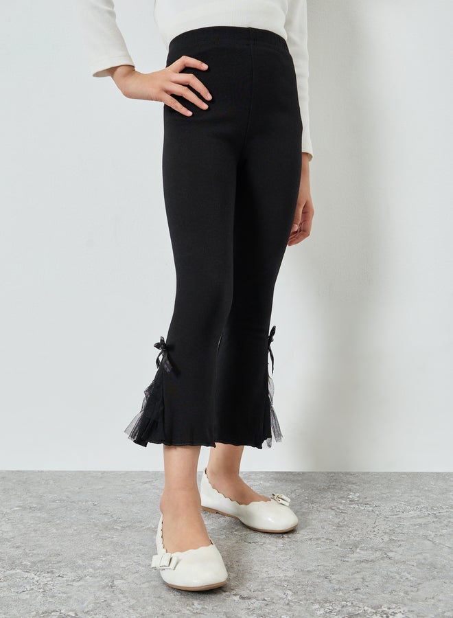 ستايلي ليقنز قطن محبوك بتفاصيل شبكية - Image 1