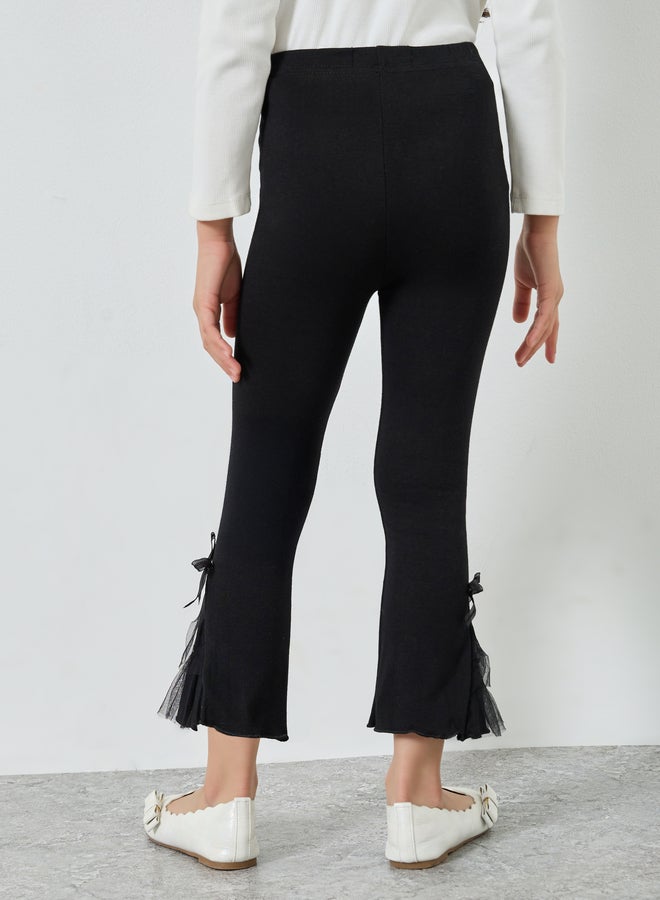 ستايلي ليقنز قطن محبوك بتفاصيل شبكية - Image 4