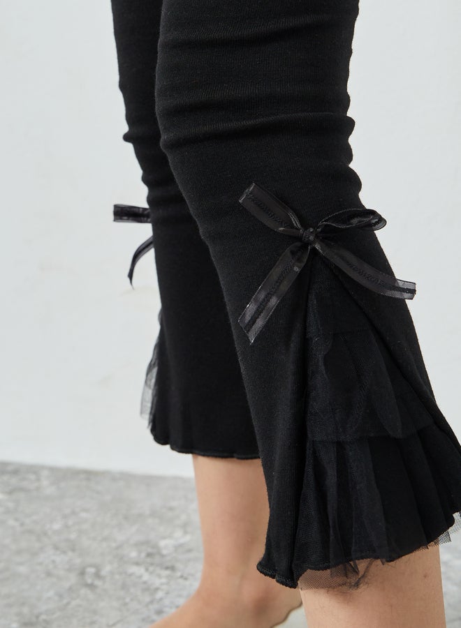 ستايلي ليقنز قطن محبوك بتفاصيل شبكية - Image 3