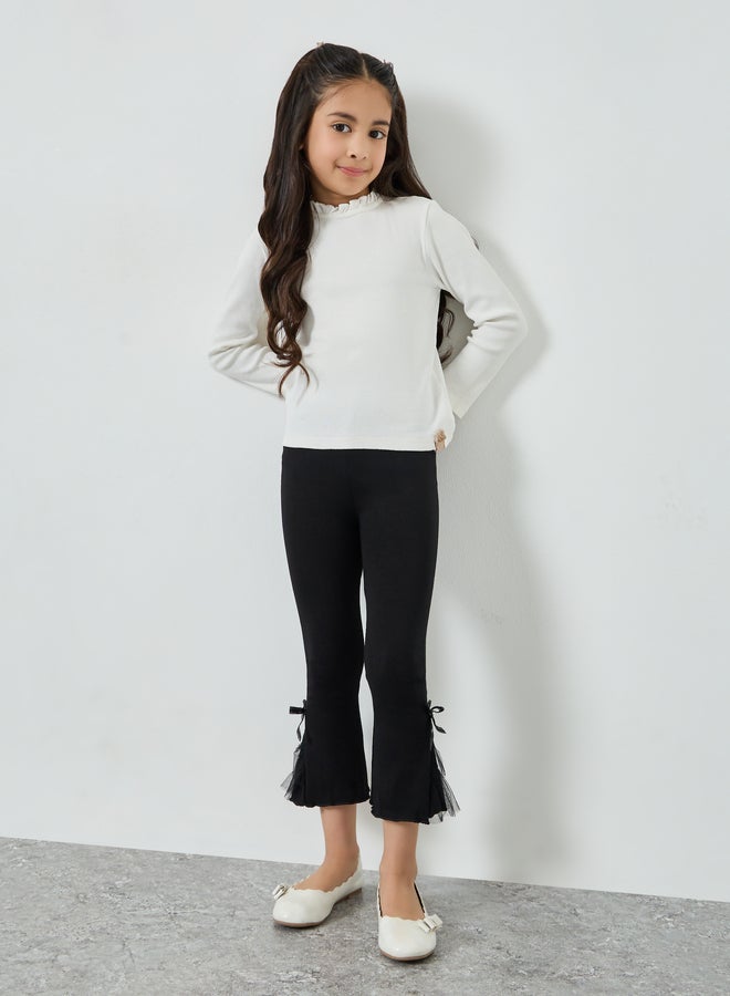 ستايلي ليقنز قطن محبوك بتفاصيل شبكية - Image 2