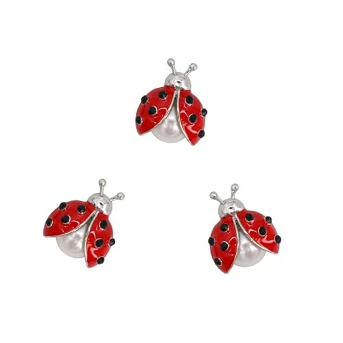 ORIESSE Ladybug DecorCute Lady Bug 3D Metal Decals3pcs Emblem Badge StickersBling Rhinestone Decorations Accessories for CarHomeWindowsWallFridgeGirly Gift for Women - Image 1