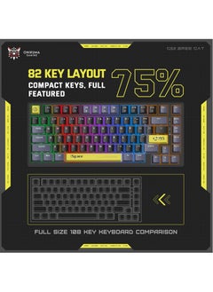 onikuma Wired Mechanical Keyboard with Brown Switches,RGB Backlit 82 Keys 75% Compact Computer Keyboard for Gaming,Typing, Programming,Mixed Color Keycaps,Ergonomic  - Image 5