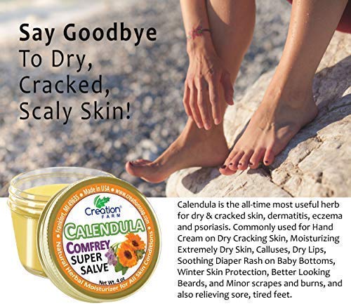 creation farm Calendula Comfrey Super Salve by Creation Farm, Herbal Balm, Moisturizer, and Ointment with No Gluten, Soy, GMO or Parabens, Made in USA Comforts many issues. - Image 4