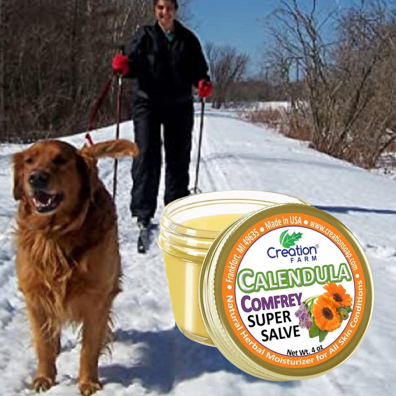 creation farm Calendula Comfrey Super Salve by Creation Farm, Herbal Balm, Moisturizer, and Ointment with No Gluten, Soy, GMO or Parabens, Made in USA Comforts many issues. - Image 3