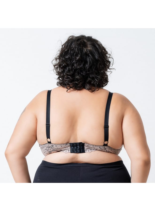 Aadaraya Aadaraya Laced Bra with Hook and Eye Closure  - Image 4