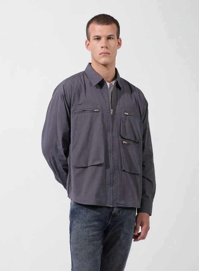 The Indian Garage Co Men Boxy Fit Solid Cutaway Collar Full Sleeves Shirt