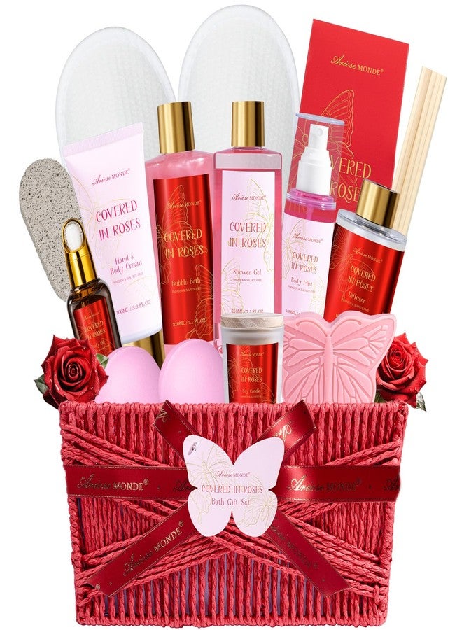 ArioseMonde Gifts for Women,15Pcs Rose Amber Bath Relaxing Spa Gift Basket for Her, Mom, Sister, Female Friends, Daughter,Unique Bath Gift Set Idea for Women Who Have Everything, Mothers Day Gifts for Mom - Image 1