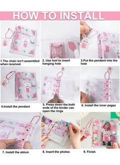 Ant 10 Sheets 20 Pockets 4 Inch Mini Photo Album, Refillable Transparent Photocard Binder，Photocard Holder Book with Cute Pendant for Picture Cards Storage，Pink Rabbit  - Image 5