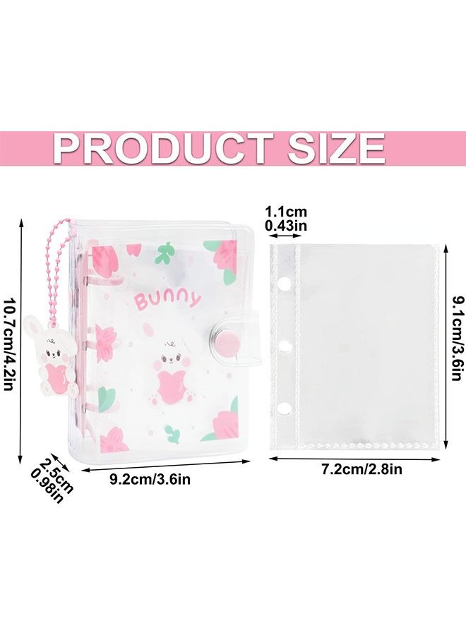Ant 10 Sheets 20 Pockets 4 Inch Mini Photo Album, Refillable Transparent Photocard Binder，Photocard Holder Book with Cute Pendant for Picture Cards Storage，Pink Rabbit  - Image 2