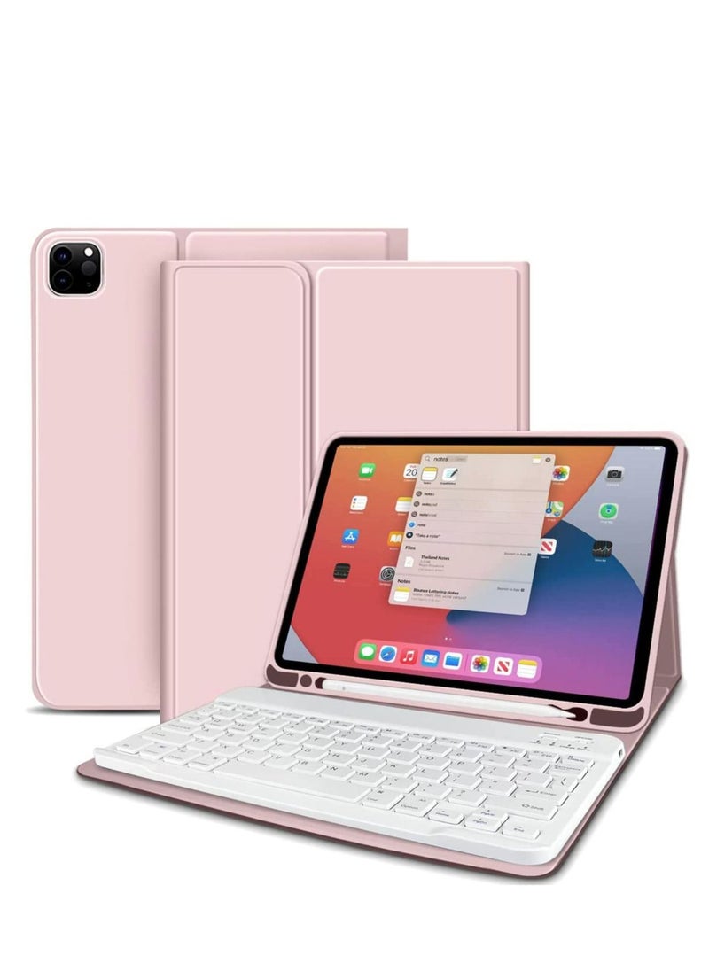 Generic Rose Gold Color Keyboard With Case for iPad Pro 11 inch 1st 2nd 3rd 4th Generation 2018 2020 2021 2022 Magnetically Detachable Wireless Bluetooth Keyboard with Pencil Holder 