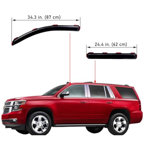Lightronic واقي نوافذ أوتوماتيكي ليتروينك قابل للتثبيت في القناة، متين للغاية، يناسب شيفروليه تاهو 2015-2020، جي إم سي يوكون، كاديلاك إسكاليد، حماية من الأشعة فوق البنفسجية، واقي مطر، واقي ريح أصلي، دخاني داكن، 4 قطع - Image 2