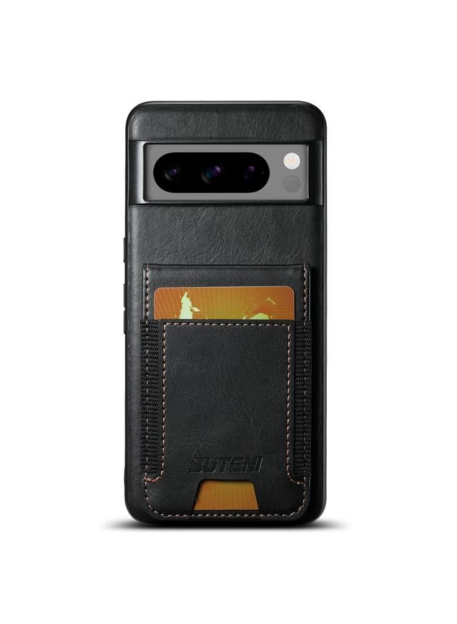 سوتين جراب لهاتف Google Pixel 7a H03 مصنوع من جلد الشمع الزيتي مع حامل خلفي للهاتف - Image 1