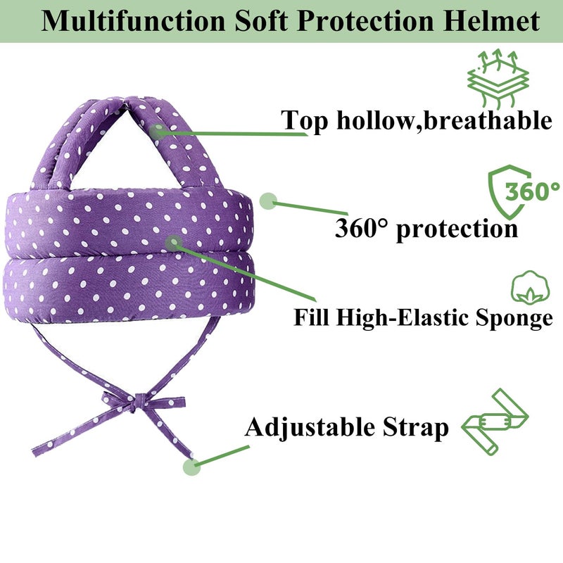YABOYUGO Fall Helmet for Elderly Thick Soft, Elderly Hat with Breathable, Safe and Comfortable Material, Hollow Out Protective Helmet Elderly Purple - Image 2