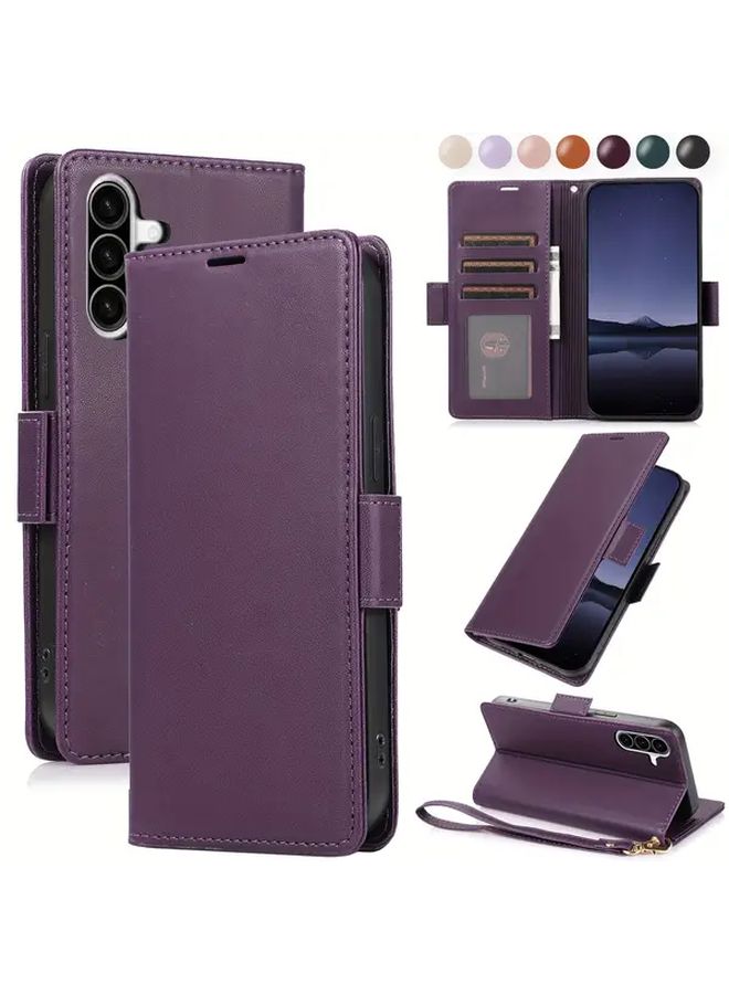 Light Purple Wallet Case For Galaxy A53 5G RFID Blocking Card Slots Wrist Strap - Image 1