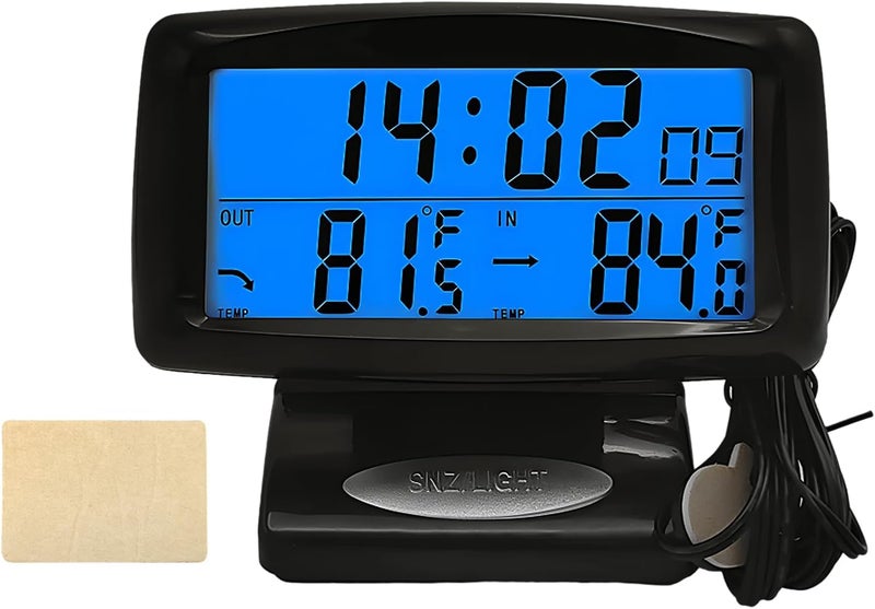 KVAEY Car Digital Thermometer Clock, Dashboard Luminous Thermometer Date Clock with LCD Backlight Display, Vehicle Indoor Outdoor Multifunctional 2 in 1 Dual Fahrenheit Date Clock - Image 1