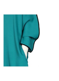 Sana'a Kayum Turquoise Classic Front Open Dolman Sleeve Abaya By Sanaa Kayum  - Image 3