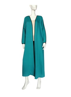 Sana'a Kayum Turquoise Classic Front Open Dolman Sleeve Abaya By Sanaa Kayum  - Image 1