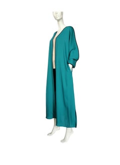 Sana'a Kayum Turquoise Classic Front Open Dolman Sleeve Abaya By Sanaa Kayum  - Image 2
