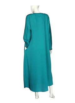 Sana'a Kayum Turquoise Classic Front Open Dolman Sleeve Abaya By Sanaa Kayum  - Image 4